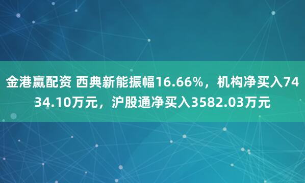 金港赢配资 西典新能振幅16.66%,机构净买入7434.10万元,沪股通净买入3582.03万元
