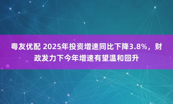 粤友优配 2025年投资增速同比下降3.8%，财政发力下今年增速有望温和回升